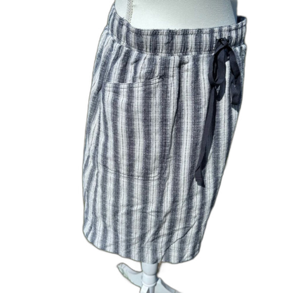 Max Studio Drawstring Pull On Skirt Size Small Blue White Stripe Coastal Casual - Picture 5 of 11